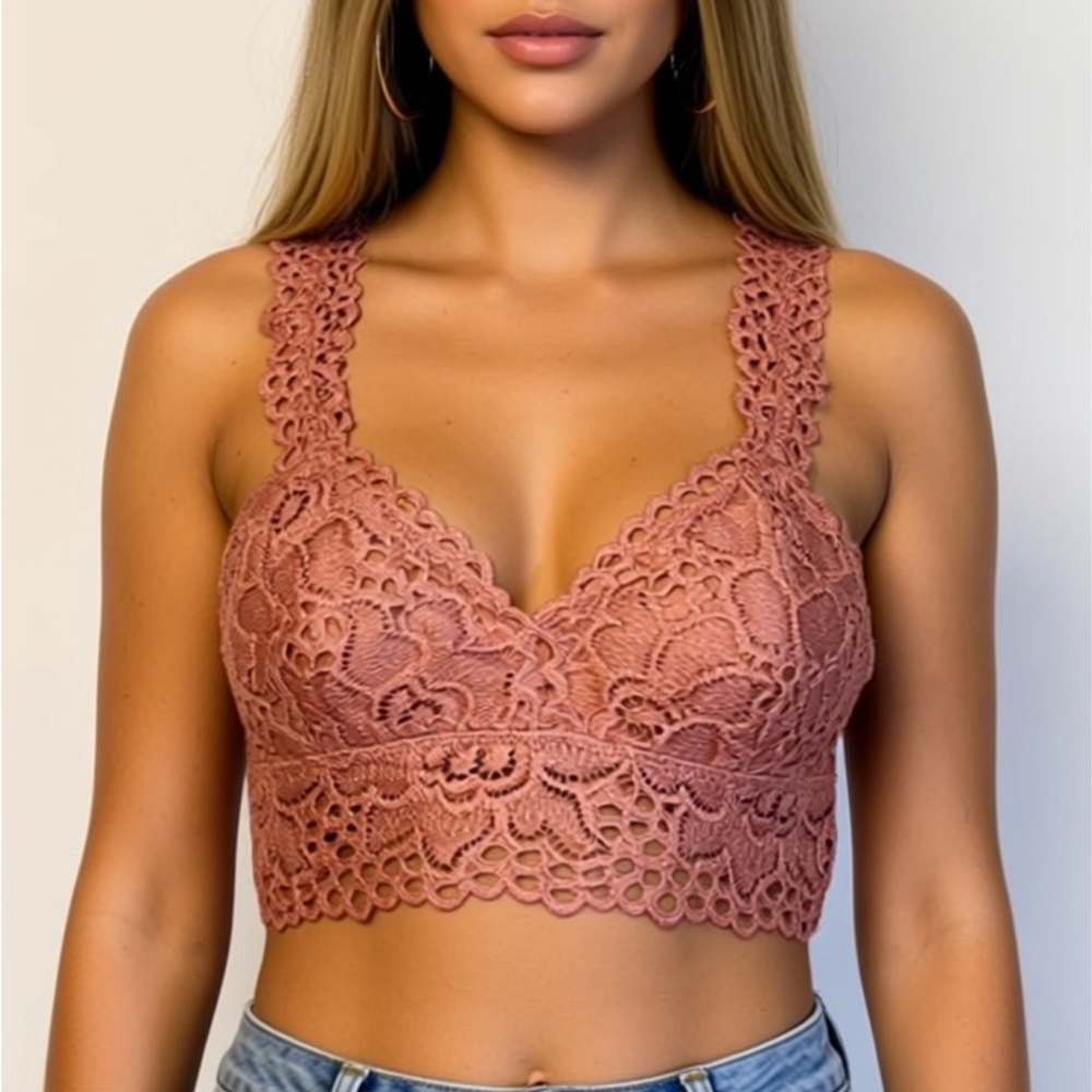 American Eagle Outfitters Aerie Lace Bralette in Rust